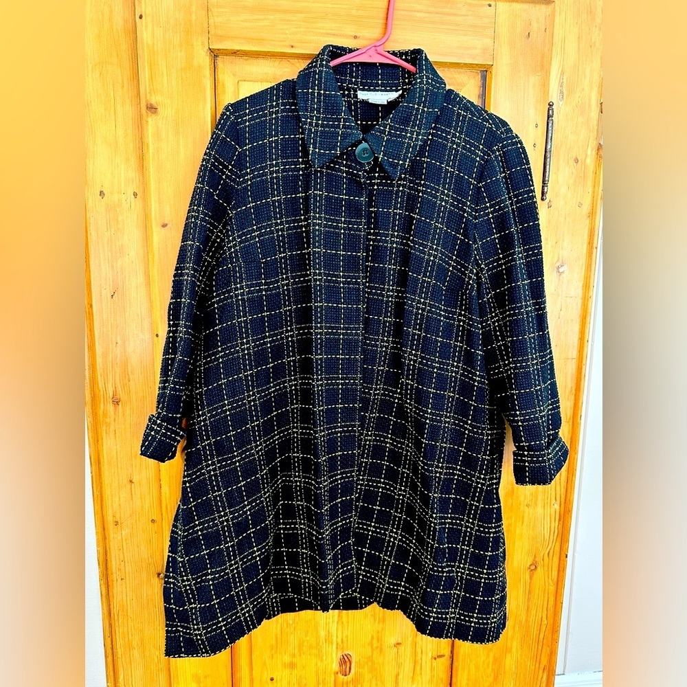 Garfield & Marks Black & Yellow One Button Swing Coat Size 6 Very Cool